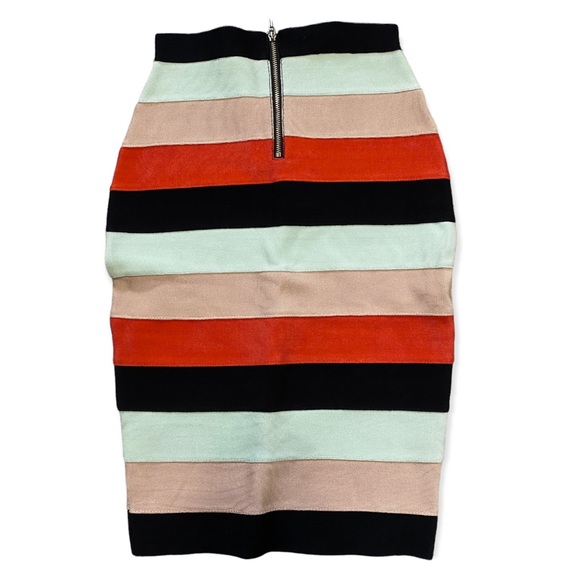 Bebe Sz XS BodyCon Multicolour Striped Pencil Skirt Like New - Picture 2 of 5